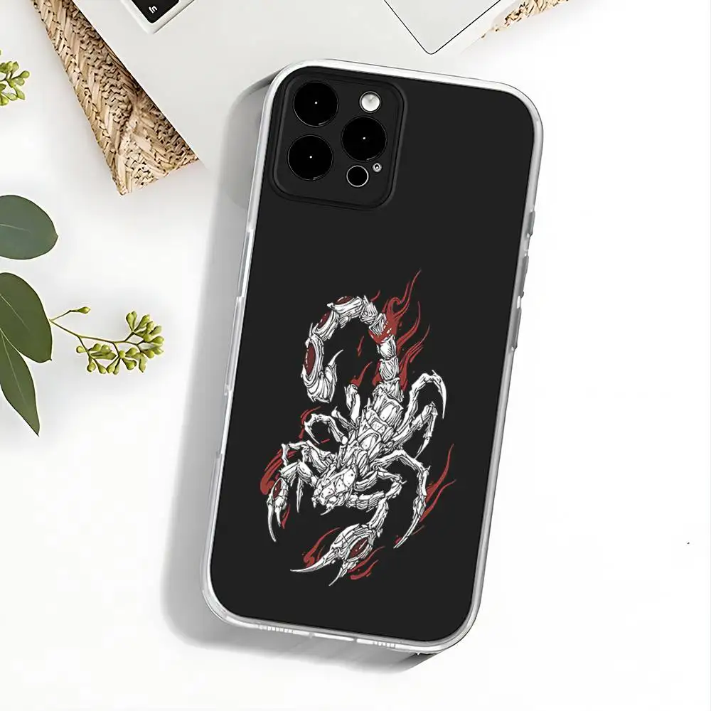 Coole Insekt Scorpion Handyhülle für iPhone 17,16,15,14,13,12,11 Pro,Max,Plus,X,XS,XR,SE4,E Mini Transparente Softcover