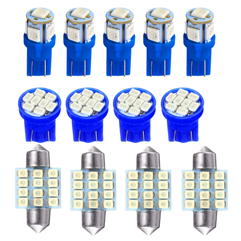 13pcs/Set Blue LED Bulb Kit 12V Fit for Chevrolet Truck Gauge Cluster & AC Control 1992 1993 1994 1995 1996 1997 1998 1999