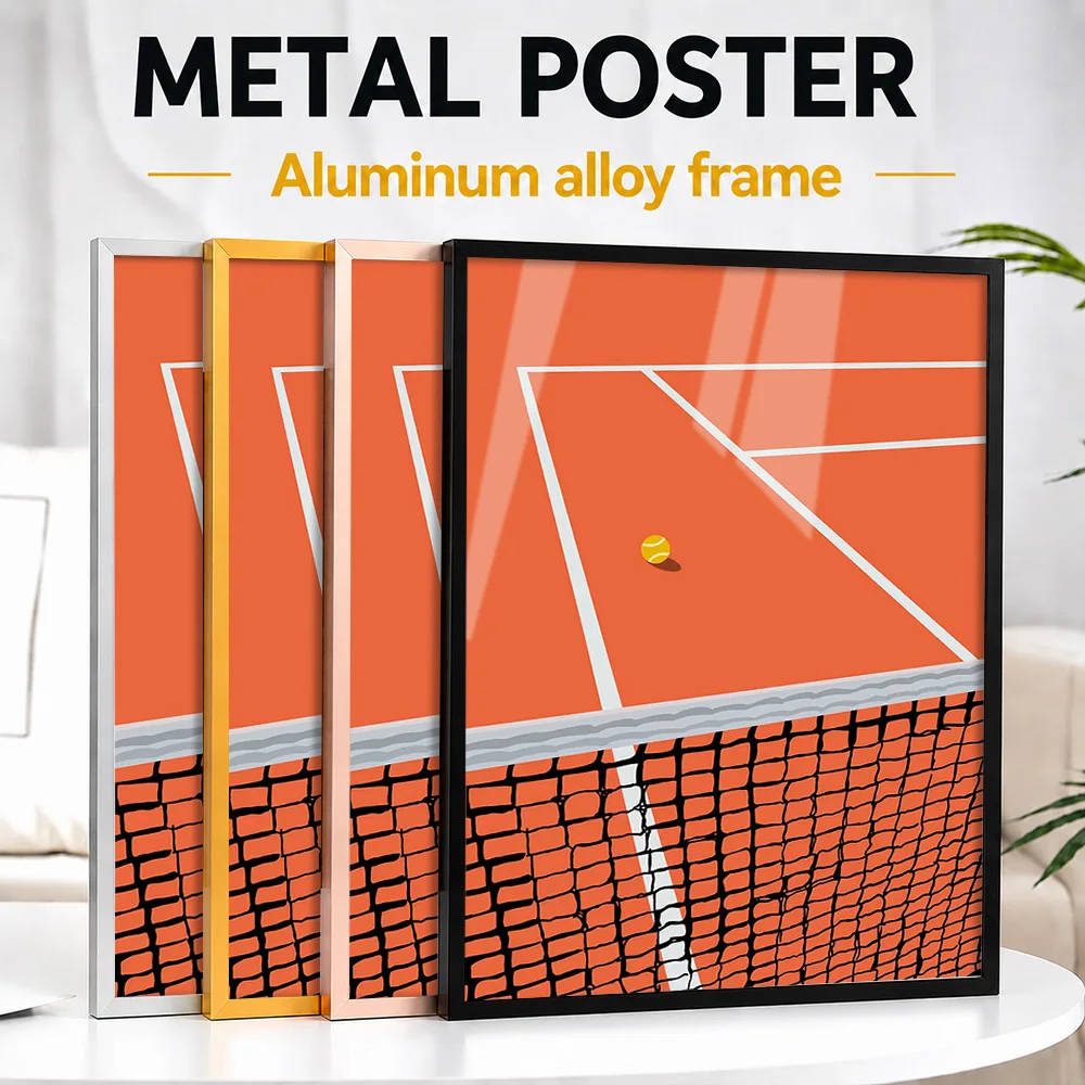Tennis Court Metal Poster With Aluminum Alloy Frame Personalized Photo Vintage Club Style Wall Art For Study Memorable Fan Gift