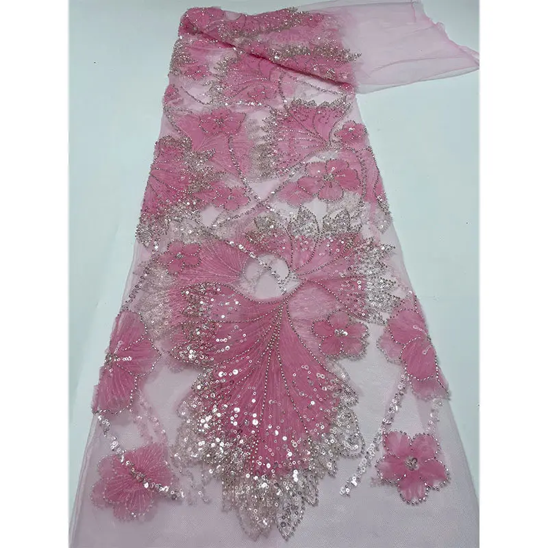 

Blue Mesh Tulle Fabric Peacock Tail Embroidery Beaded Tube Sequin Applique Lace Fabric For Bridal Wedding Gown Evening Dress