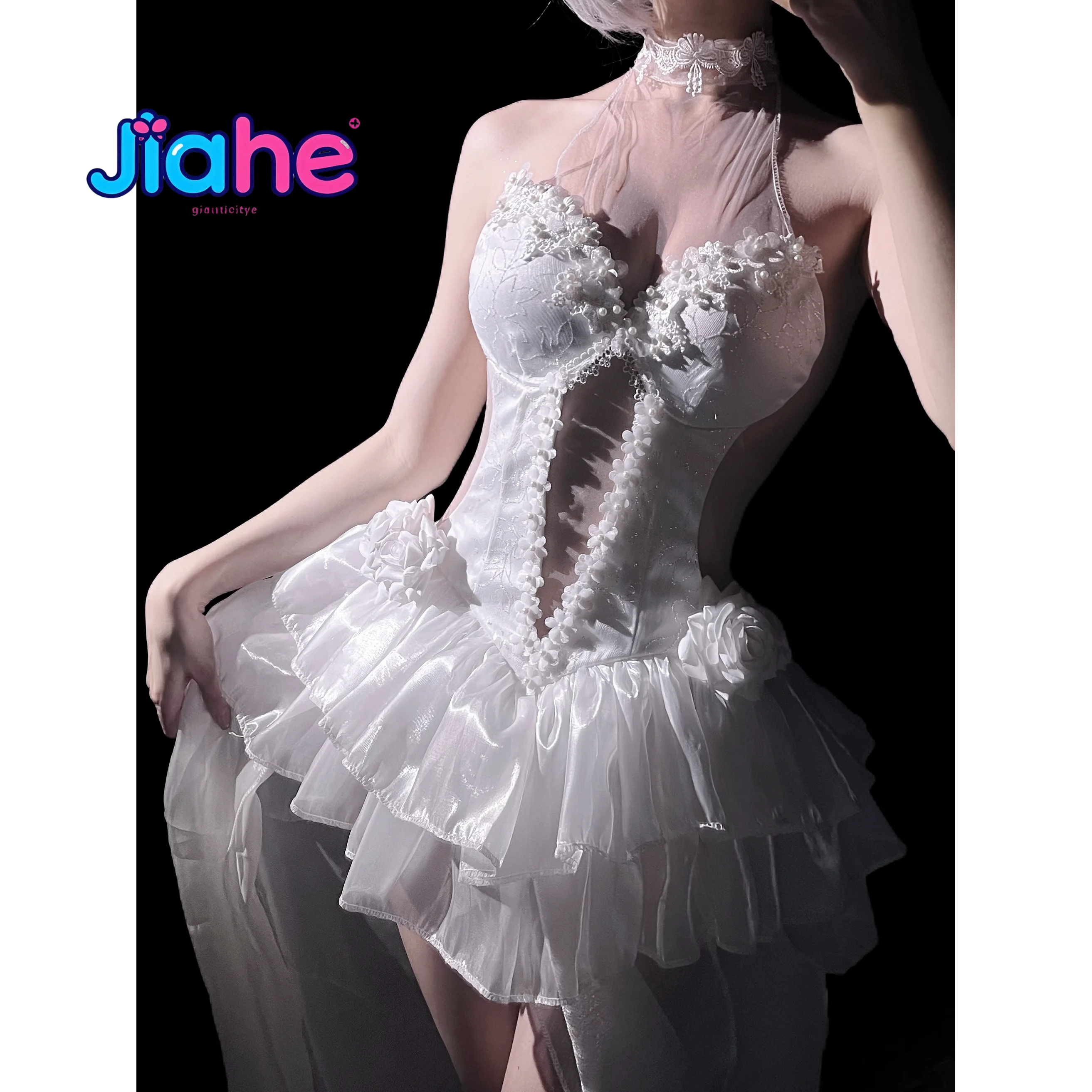 Game Azur Lane HMS Sirius  Cosplay Costume White and elegant flower wedding dress, Halloween carnival women's role-playing dress