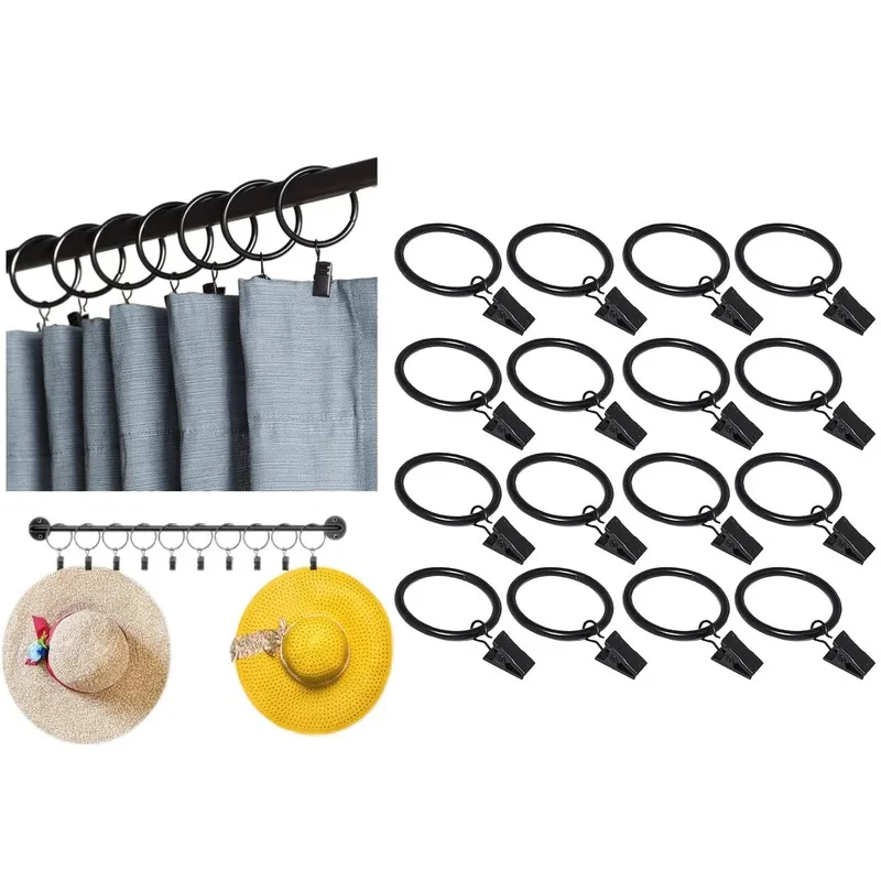 21 pcs Sturdy Metal Ring 32mm Curtain Clip Rings, great for Bedroom Window Curtains, Easy Slide On Rod view 5