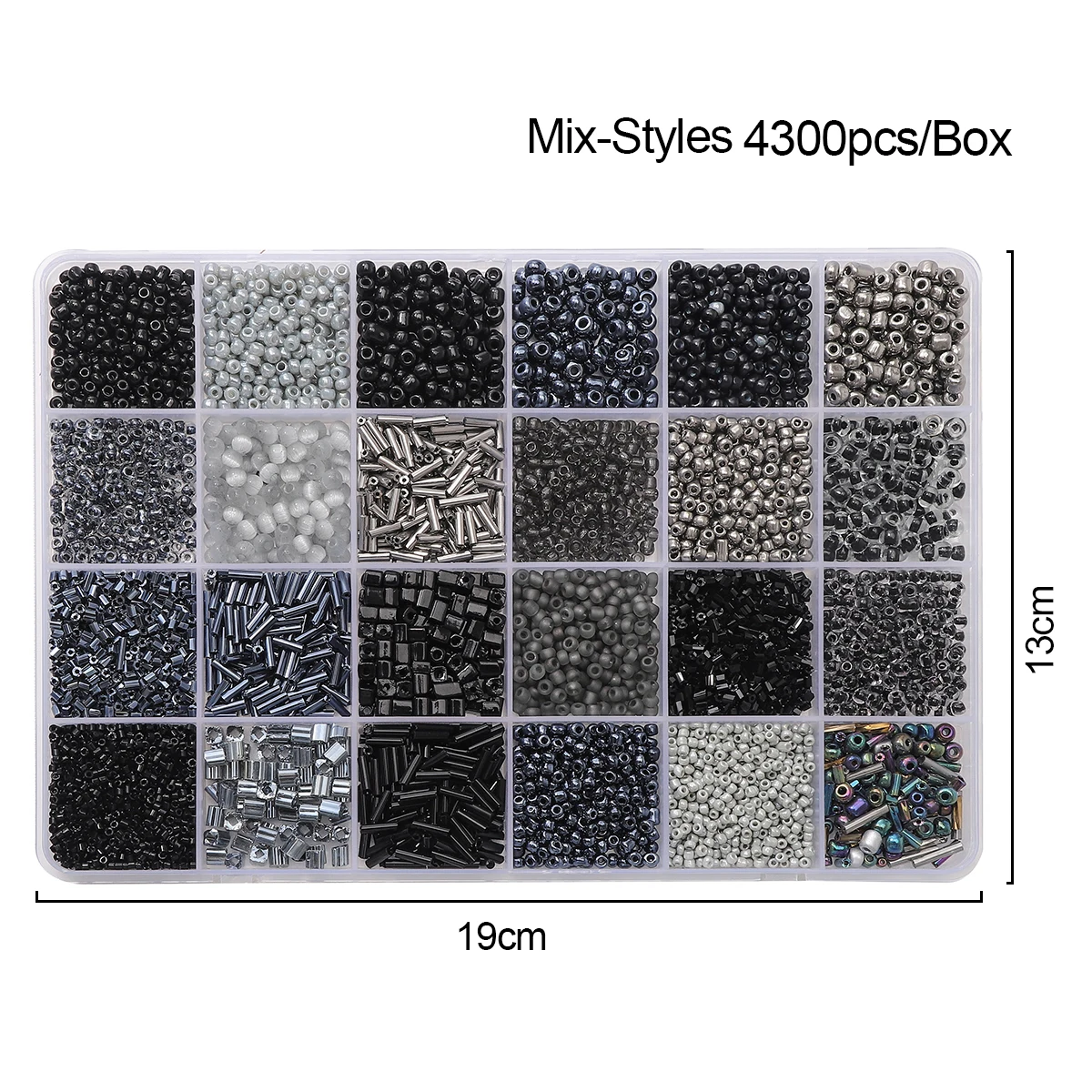 4300pcs 24-Grid Multi-Size Glass Seed Rice Beads Set for DIY Bracelet Necklace Earrings Jewelry Making Beading Supplies view 4