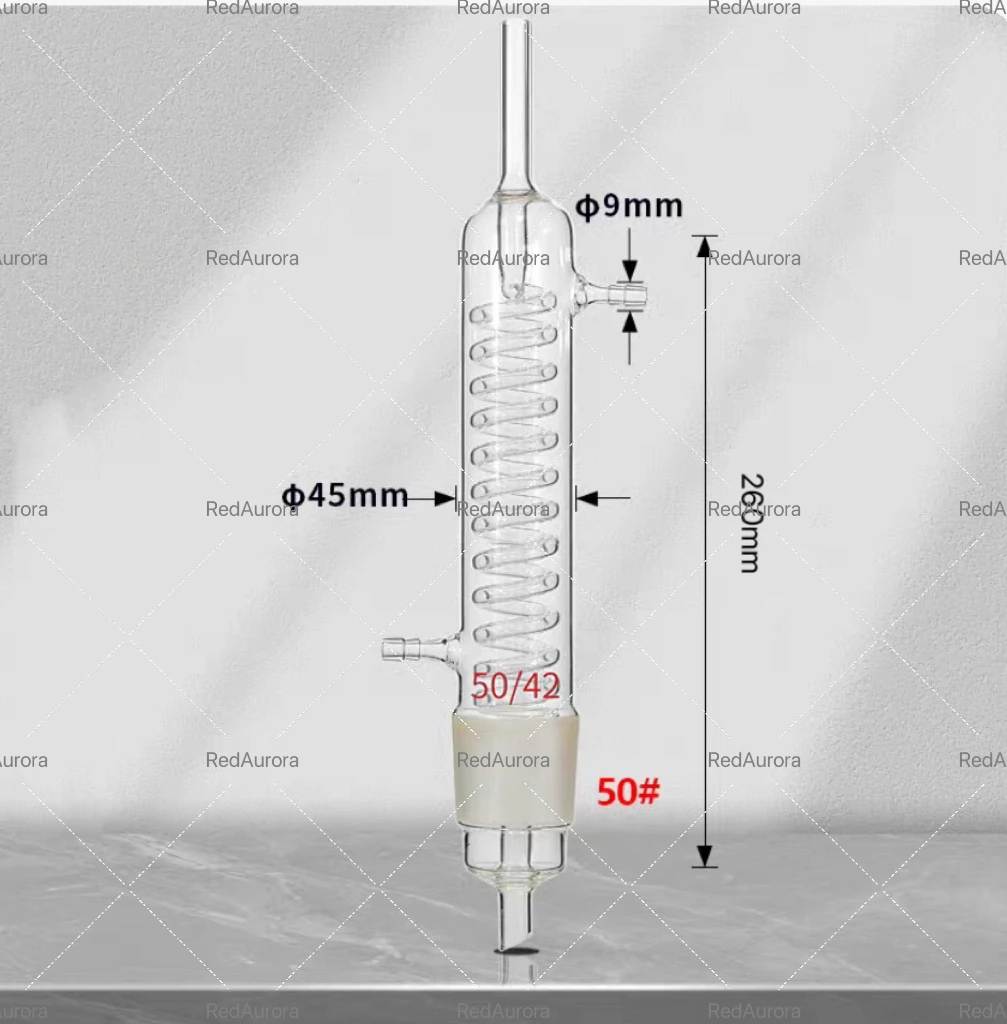 

Стеклянная прямая конденсаторная трубка 50/42, змеевидная конденсаторная трубка, эффективная длина 260 мм