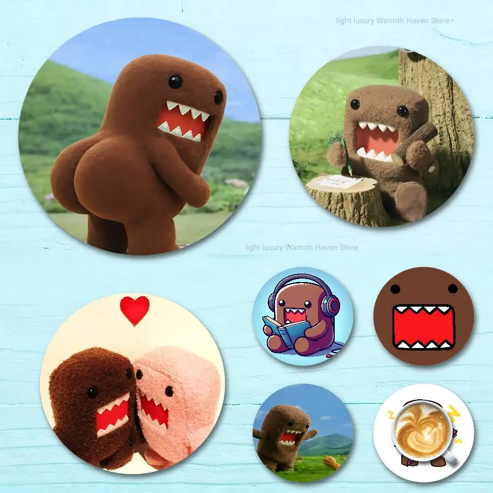 

Cute D-Domo K-Kun Heat Resistant Round Wooden Coasters Non-slip Drink Cafe Decoration 2D Flat Color Print Coasters
