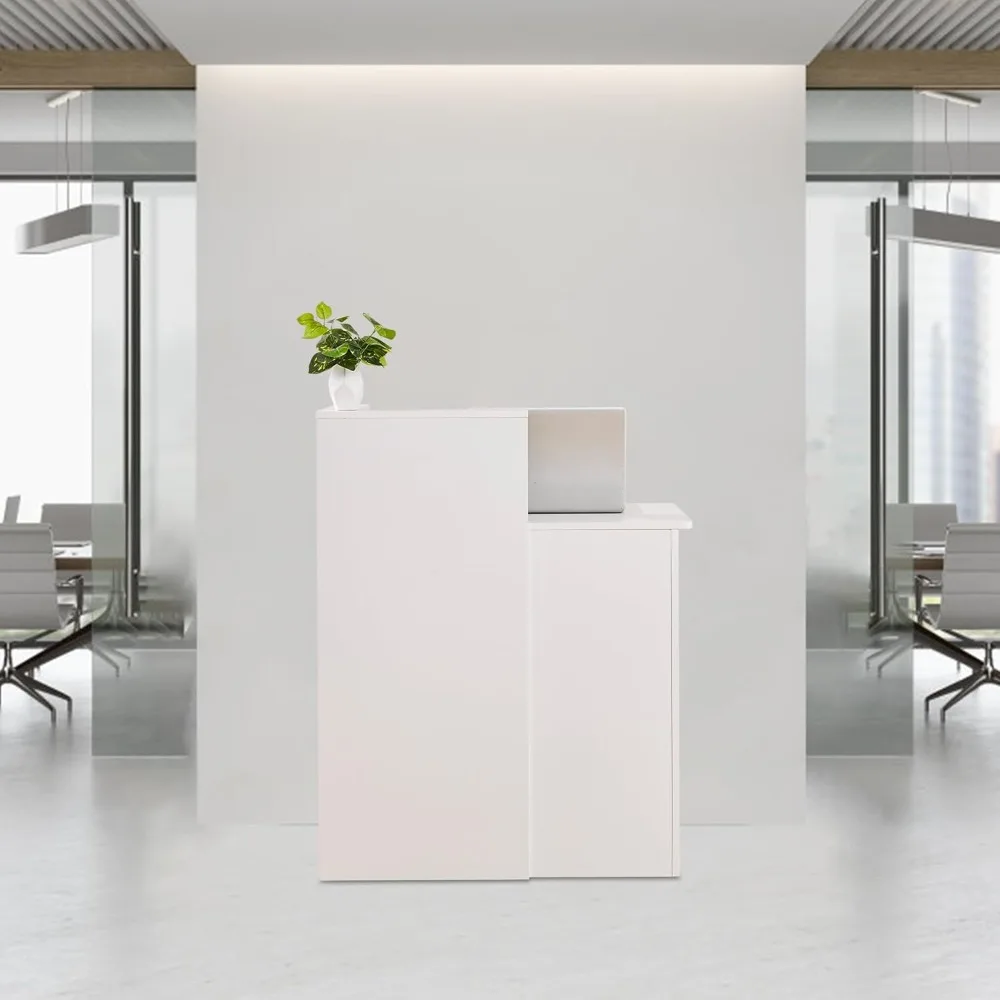 مكتب استقبال مع درجين قابلين للقفل، طاولة عداد بيضاء، مكتب استقبال صغير أمامي لصالون الردهة والمكتب والمنزل #6