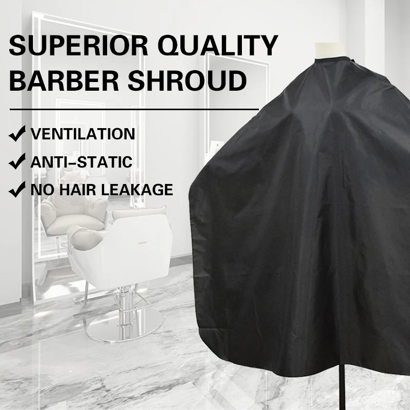 Professional Waterproof Anti-Static Polyester Pongee Hairdressing Cape with Snap Buttons for Salon Barber Haircut Styling