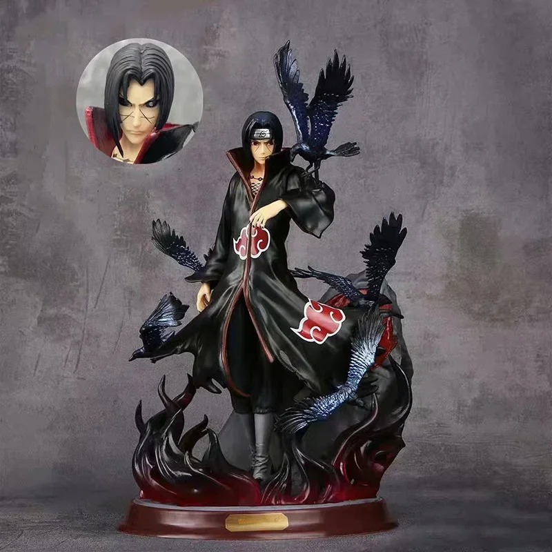 29cm Naruto Uchiha Itachi Action Figure Naruto Shippuden Uchiha Itachi and Crow Anime Figurine Toy PVC Collection Model Toy