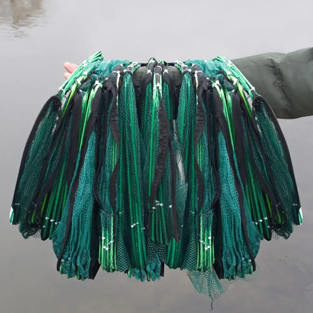 Red de pesca plegable de nailon duradera octagonal verde manual - imagen 2