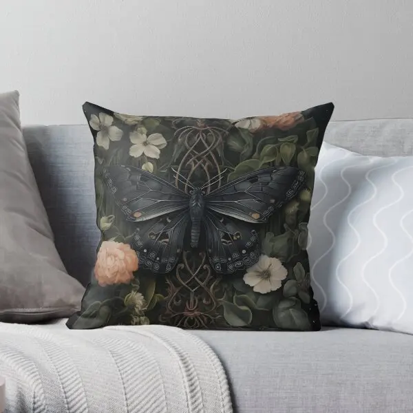 Black Moth Dark Academia Gothic Cottagec  Printing Throw Pillow Cover Case Decorative Anime Bed Pillows not include One Side