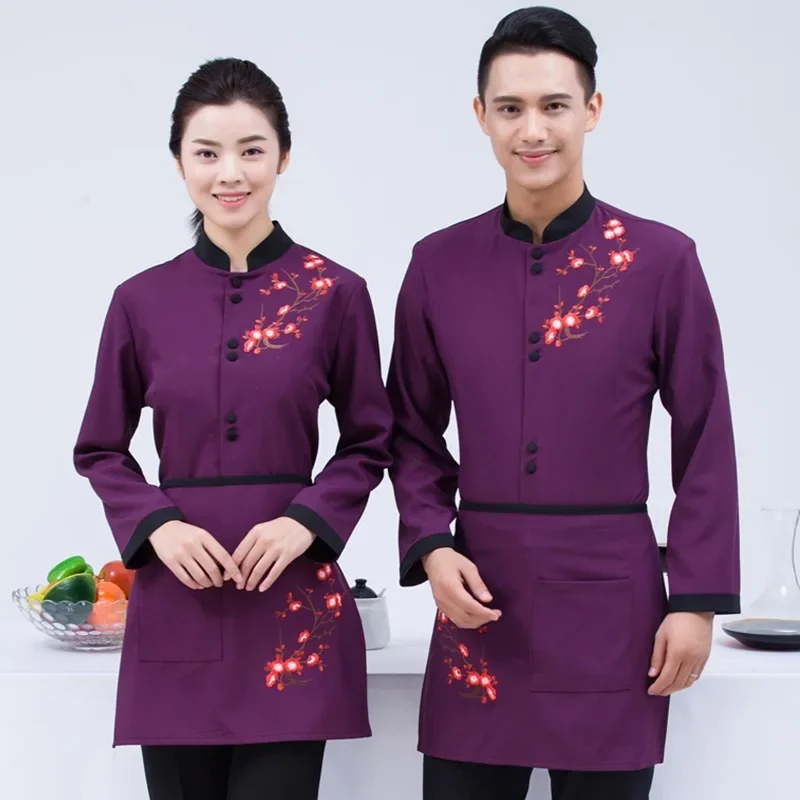 秋と冬のレストラン鍋茶屋ウェイター制服コック服ベーカリー作業服ホテル農家ウェイターオーバーオール