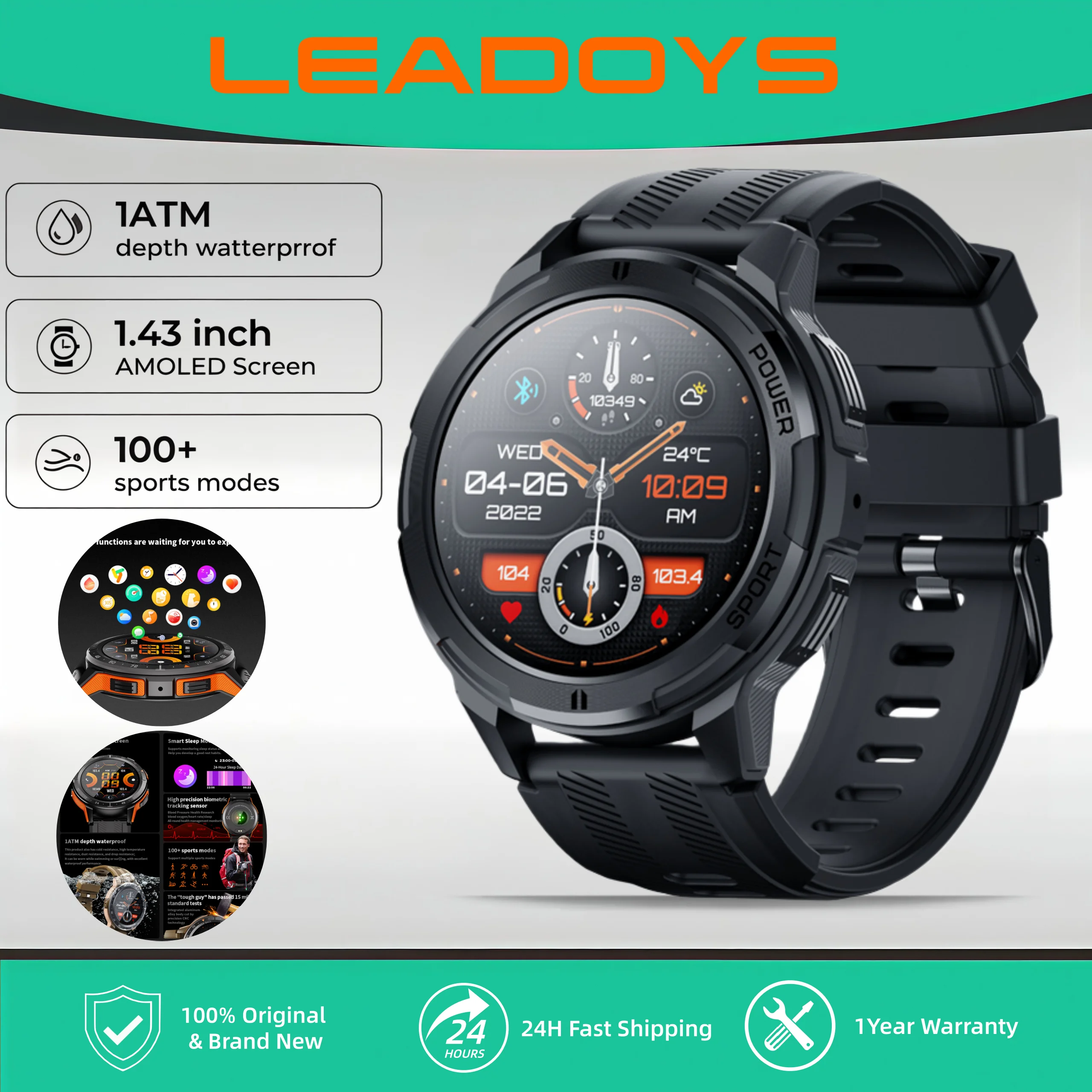 C25 الساعات الذكية للرجال شاشة AMOLED 1.43 "1ATM مقاوم للماء مراقب معدل ضربات القلب الرياضة Smartwatch بلوتوث دعوة النساء اللياقة البدنية