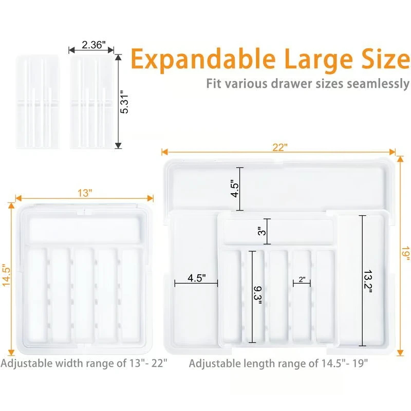 

Expandable Kitchen Utensil Drawer Organizer Transparent Acrylic Cutlery Organizer Clutter Divider Drawer Expandable Organizer