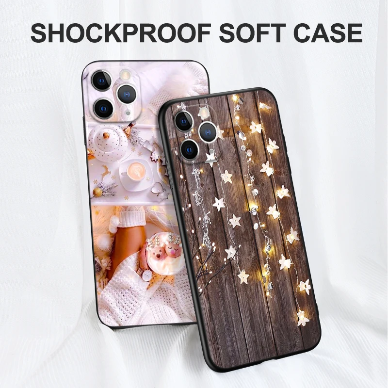 For iphone 11 Case for iphone 11 pro max Cover eleven coque etui 11pro Phone back Cover black tpu case winter christmas girl