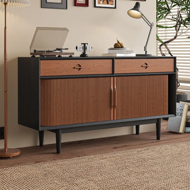 

French medieval style slow food side cabinet, solid wood rolling shutter door retro chest