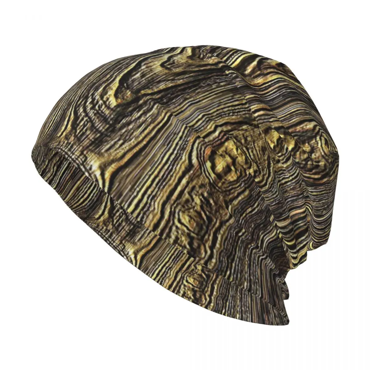 Golden Wood Growth Ring Texture Warm Knitted Cap Hip Hop Bonnet Hat Autumn Winter Outdoor Beanies Hats for Unisex Adult