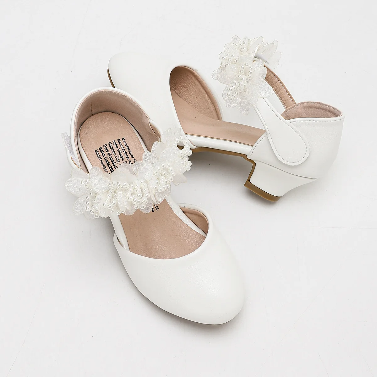 Picture 3: Girls Elegant Heels Student Hollow Sandals Princess Ribbon Pearl Shoes Kids Party Pumps with Non-Slip Sole for Performance