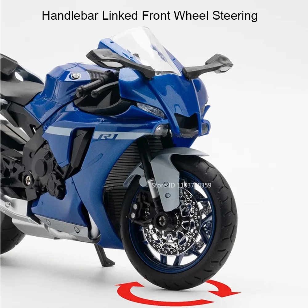 1:12 مقياس R1 R1M لعبة دراجة نارية نماذج سبيكة دييكاست مصغرة الدراجات النارية الصوت ضوء امتصاص الصدمات الإطارات المطاطية هدايا الاطفال #3