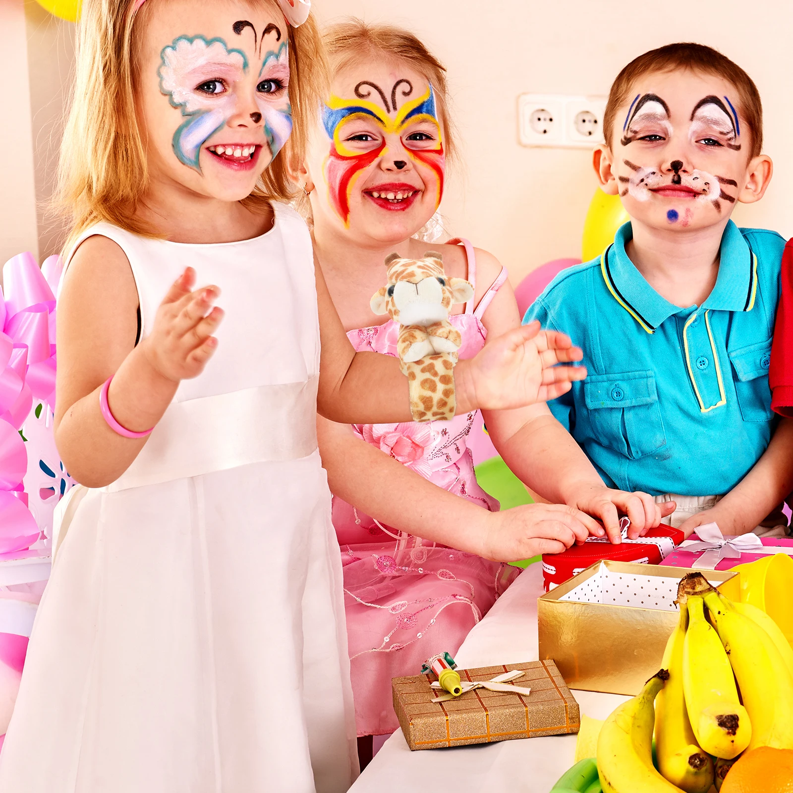 กำไลข้อมือรูปยีราฟ 1 ชิ้น ของชำร่วยงานปาร์ตี้เด็กธีมป่า ของตกแต่งวันเกิด ของเล่นแบบติดกระดุมสำหรับเด็กนักเรียน