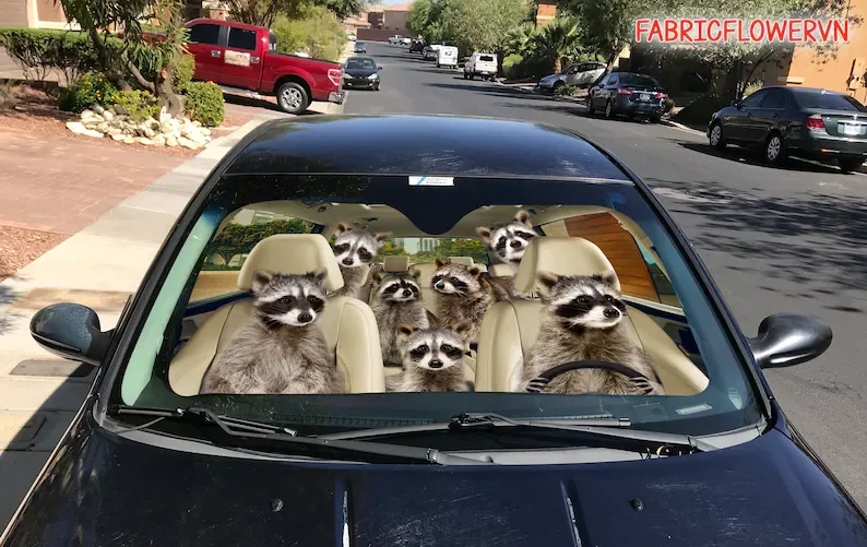 Peeking raccoon car sunshade,peeking raccoon car decoration,dog windshield,dog lovers gift,dog car sunshade,gift for mom,g