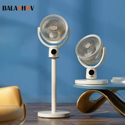 Electric Stand Floor fan Night Light Adjustable Height Remote Control Air Circulation Fan USB Portable Stand Fan Bedroom Home