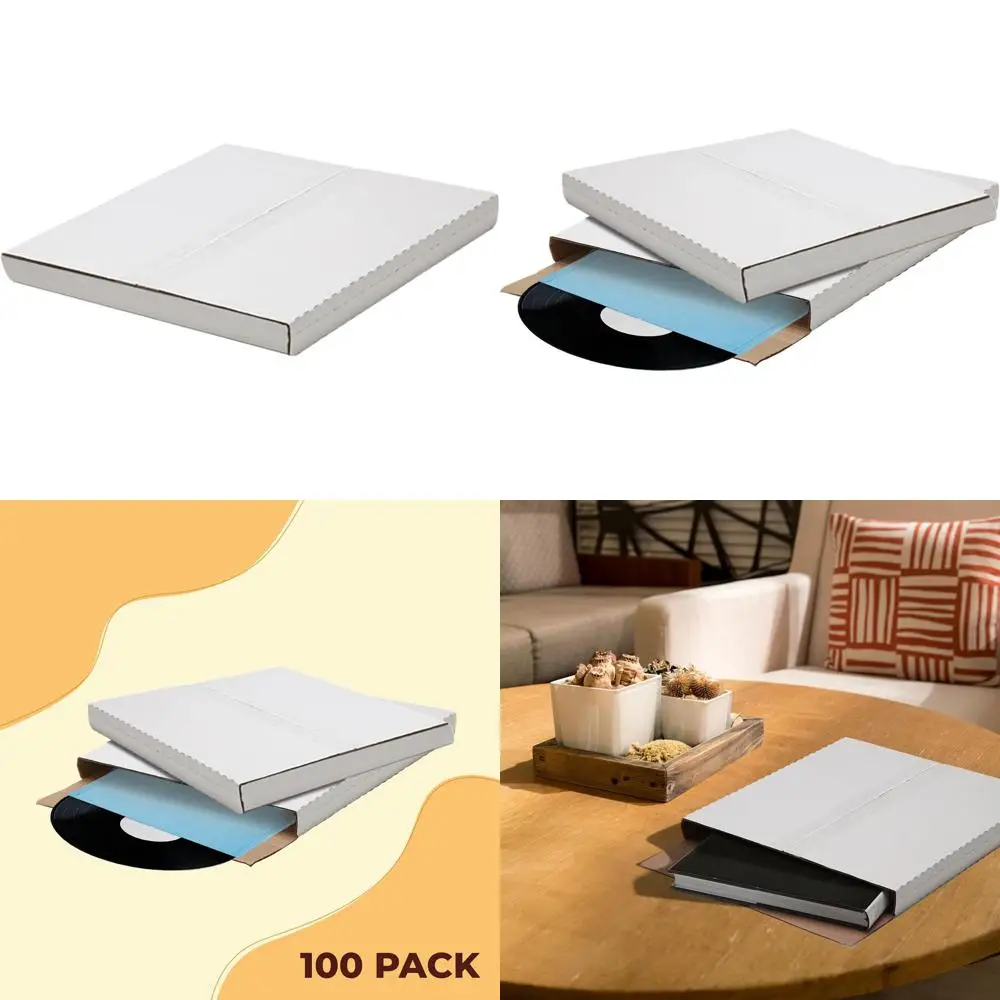 

100-Pack Durable Record Mailers | 12.5 x 12.5 x 1 | Adjustable Height for CDs, Albums, and Mailing