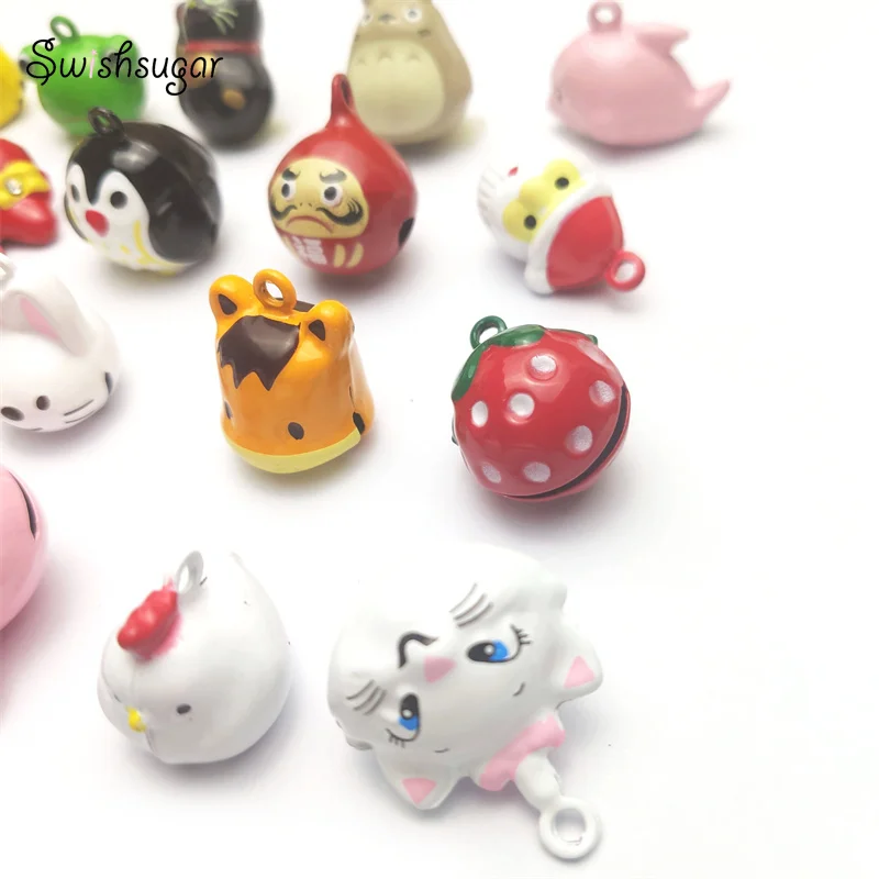 Enamel Cartoon Jingle Bell Charms Pendant Jewelry Christmas Cat Dog Handmade Crafts Accessories