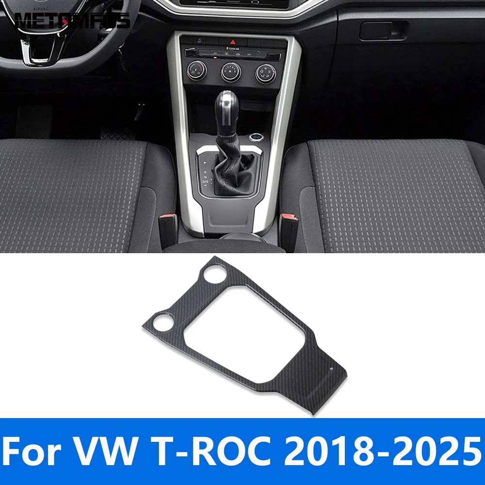

Для Volkswagen VW T-Roc TROC 2018-2022 2023 2024 2025, центральная консоль из углеродного волокна, крышка коробки переключения передач, отделка, аксессуары для интерьера