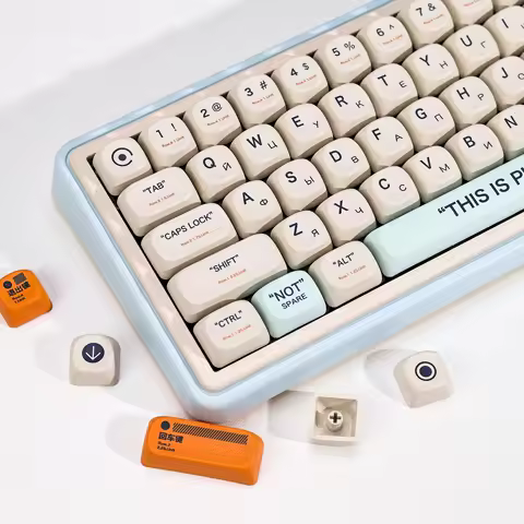 KBDiy KOA Profile Plastic Theme PBT Russian Keycaps Set Custom Retro MOA Keycap for 60 Gaming Split Alice Mechanical Keyboard