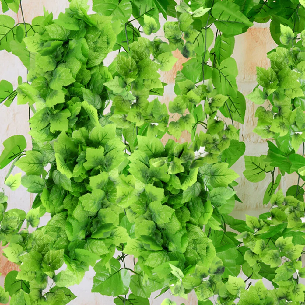 

12pcs Artificial Grape Leaf Vine Garland Fake Rattan Hanging Decor For Wedding Party Wall Door Mirror Centerpiece Fake Leaf
