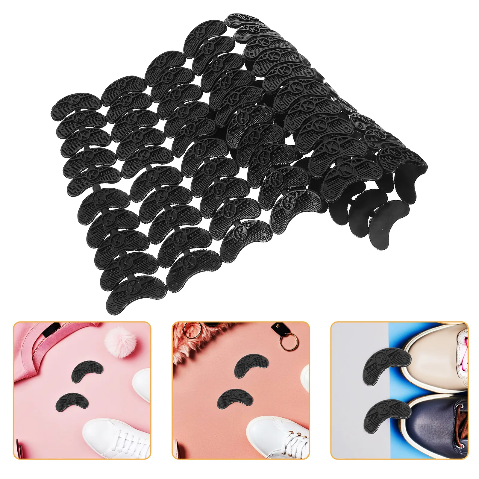 40pcs Shoe Sole Repair Material Nonslip Rubber Bottom Grips Replacement Cushions For Sneakers Boots High Heels Slippers Heel