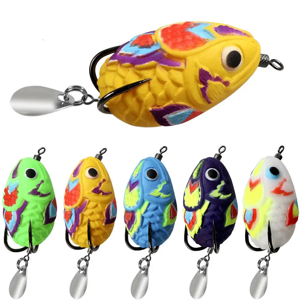 

1PCS Frog Fishing Lures 4.5CM 11G Silicone Bait with Jump Soft Plastic Frog Double Spoon Soft Top Bait Frog Hooks Baits Wat B5O6