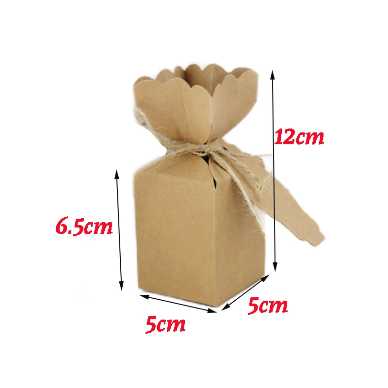 10/20/30Pcs Kraft Paper Vase Candy Box Floral Favor Gift Boxes Baby Packaging Bags With Ribbon Birthday Wedding Party Decoration