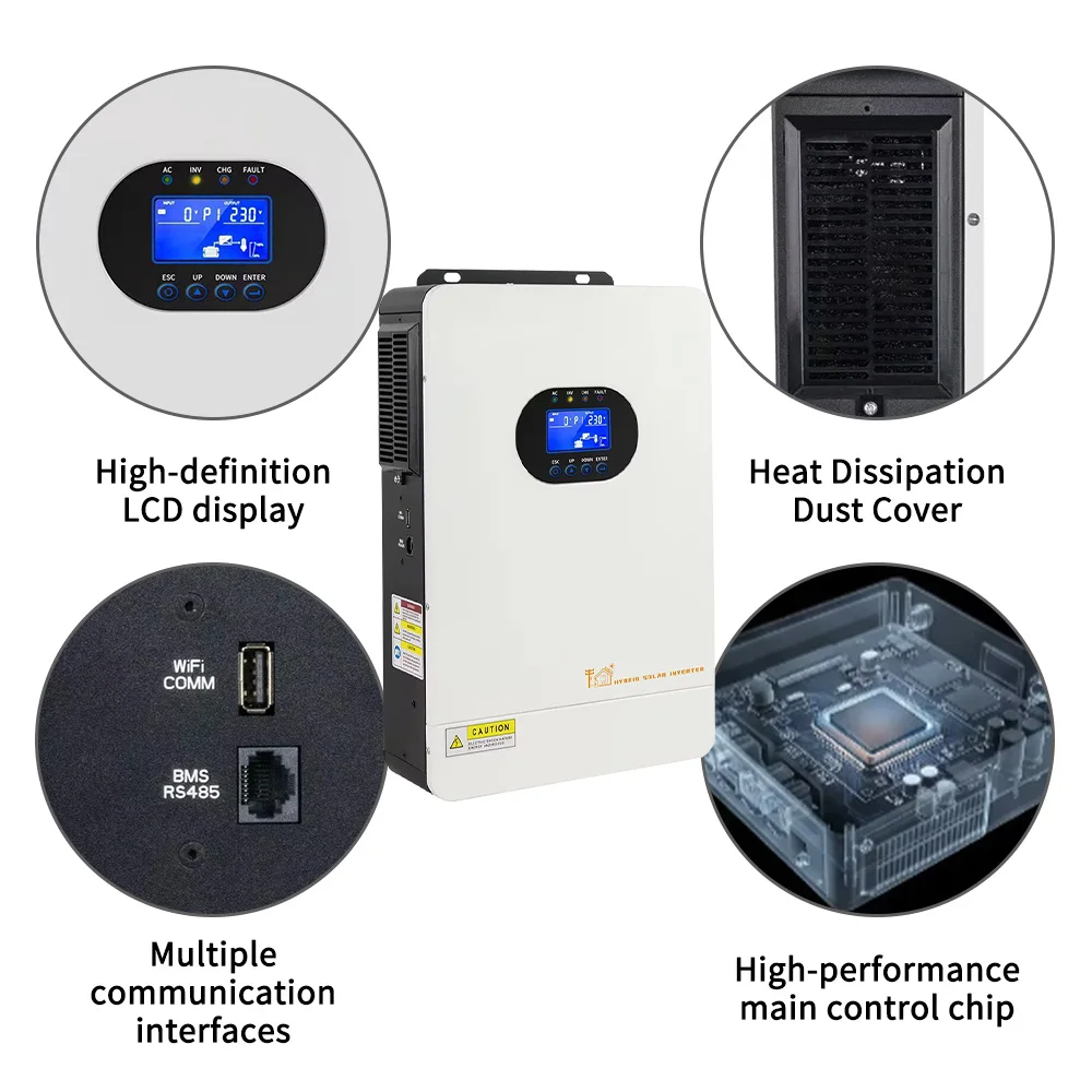 Hybrid Solar Inverter 3.6KW 24V Single Phase WIFI MPPT Solar Charge Controller 100A PV Inverter Pure Sine Wave Off Grid Inverter