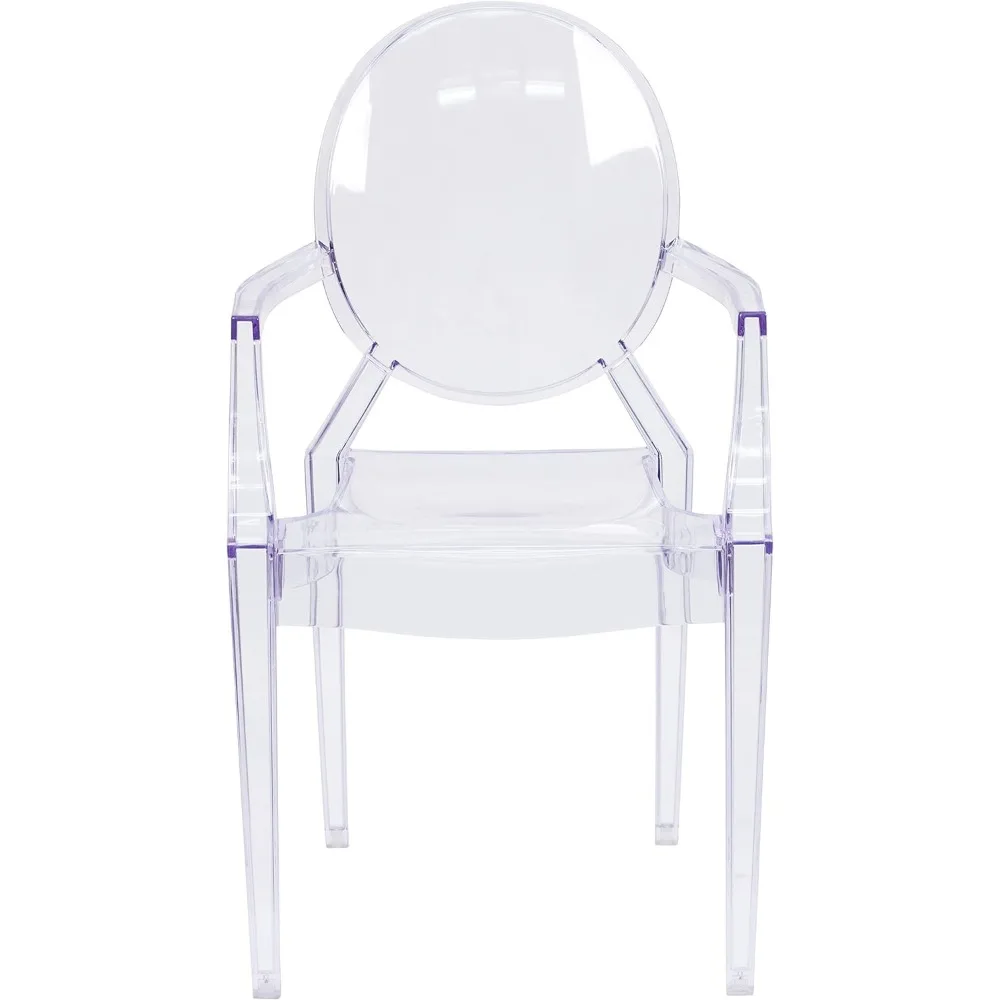 كرسي شبح بيضاوي كريستالي شفاف من EMMA & OLIVER مع مساند للذراعين #5