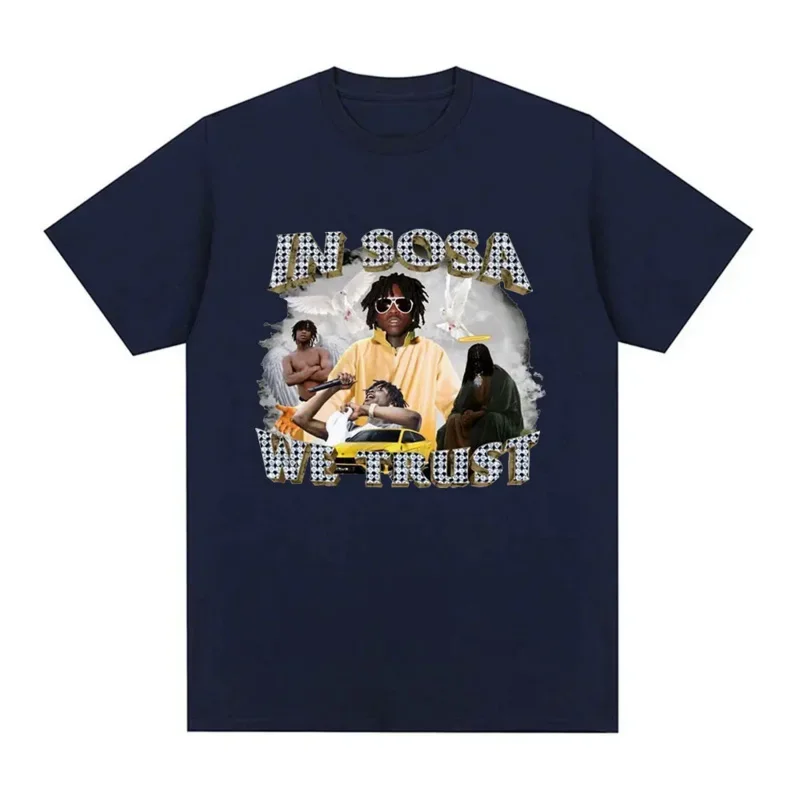 Men's Fashion Vintage Short Sleeve Casual Oversized Sweatshirt anime Tops Streetwear  Sosa We Trust Chief Keef Graphic T Shirt