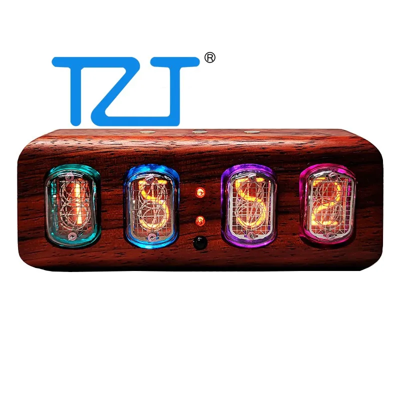 

TZT Bluetooth Clock IN12 Glow Tube Clock Nixie Clock 4-Digit Electronic Alarm Clock w/ Touch Buttons Rosewood/Walnut/