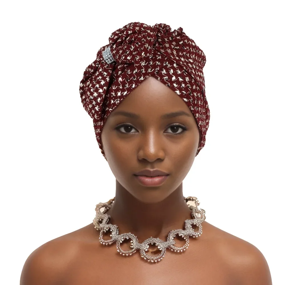 المرأة الهندية Bowknot الحجاب عمامة مرونة رئيس الكيماوي قبعة قبعة بونيه بيني السيدات اكسسوارات مسلم أغطية الرأس التفاف وشاح قبعة