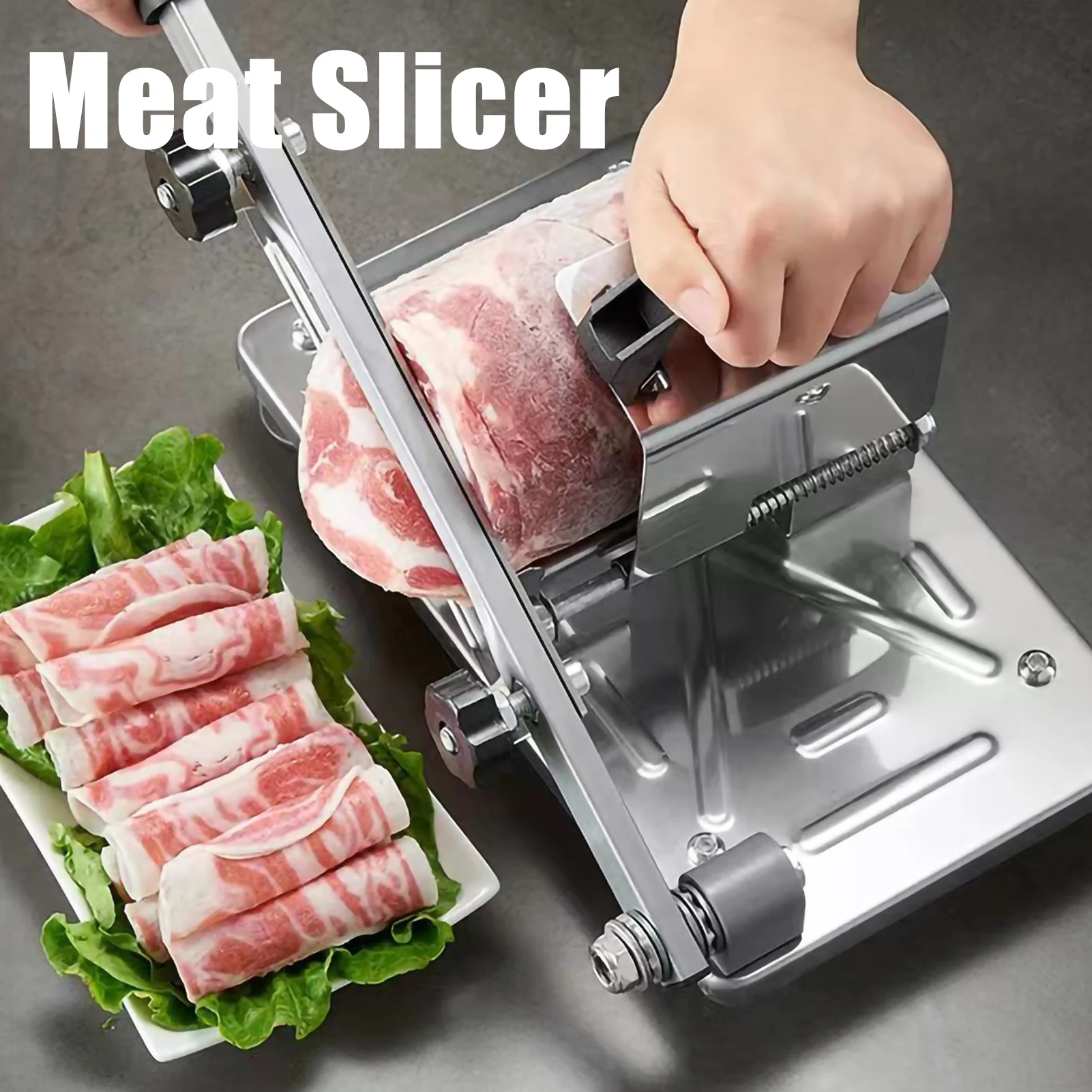 304 Stainless Steel Food Slicer Household Manual Frozen Meat Slicer Beef and Mutton Roll Quickly Slice for Cooking of BBQ HotPot