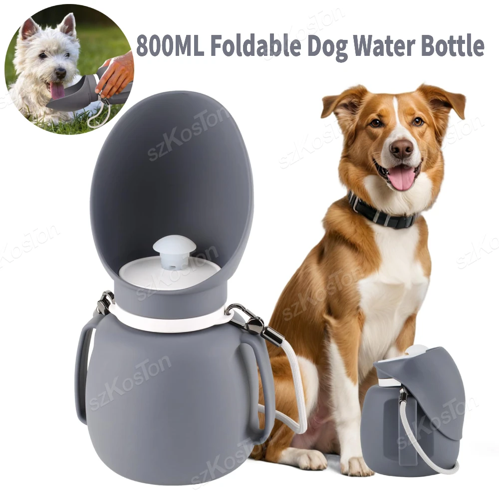 

800ML Collapsible Dog Waterer 2-in-1 Leakproof Pet Travel Water Bowl for Hiking Walking Cycling Drinker Cat Dog Accessories