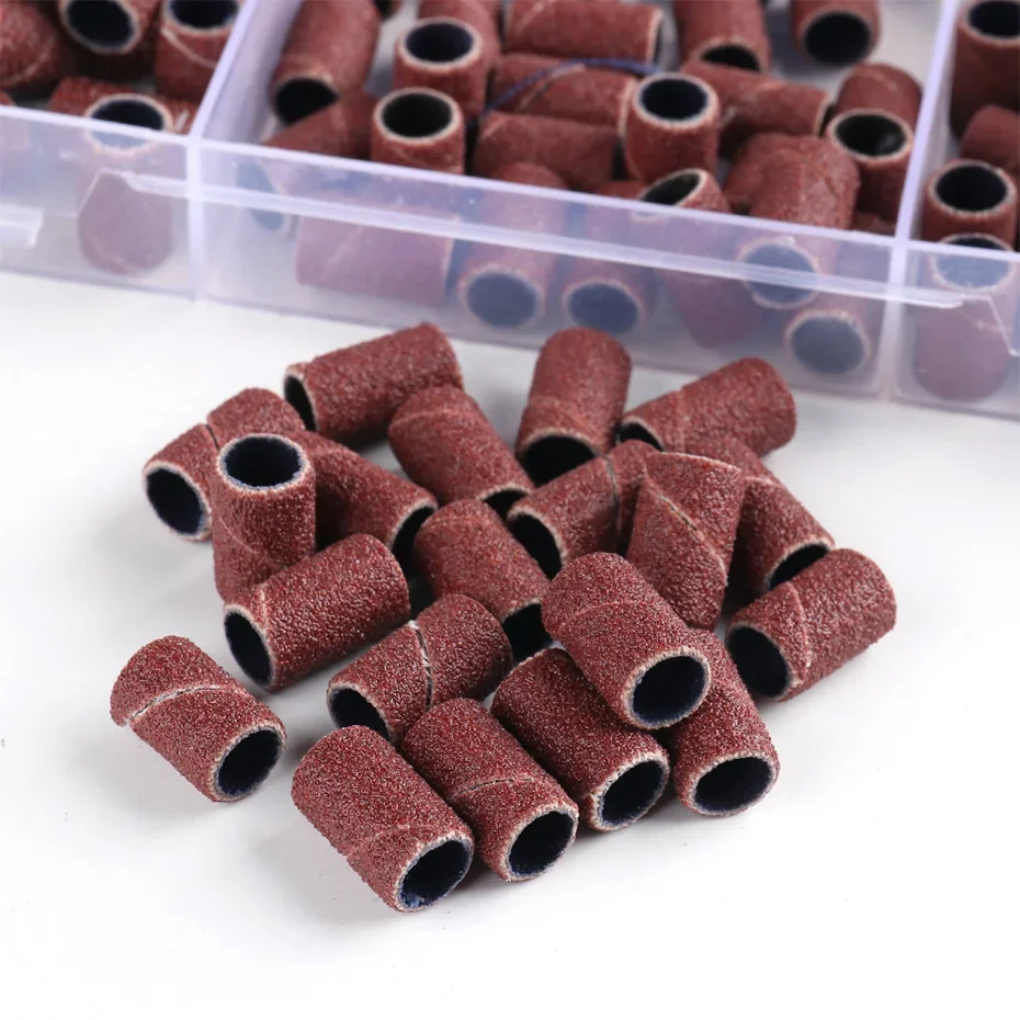 210 pçs/caixa lixa tampa bandas para máquina de manicure elétrica 180/120/80 grit prego broca moagem arquivos pedicure conjunto de ferramentas