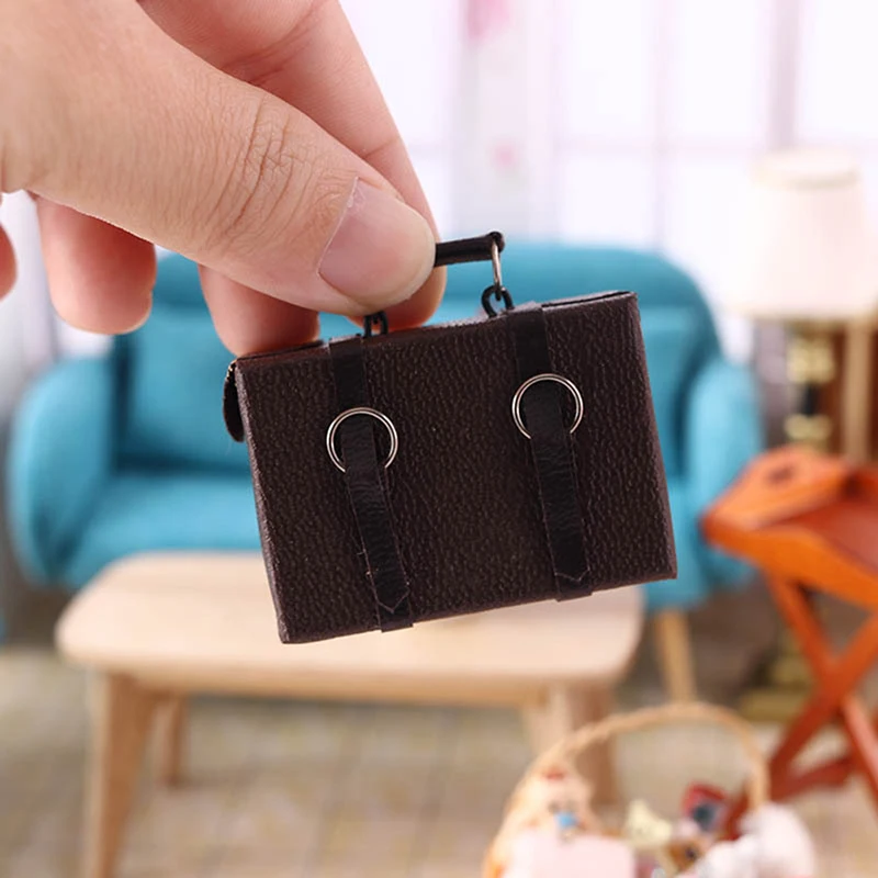 1:12 Scale Miniature Doll Leather Luggage Vintage Suitcase Doll House Accessories Kids Toys For Doll House Decoration