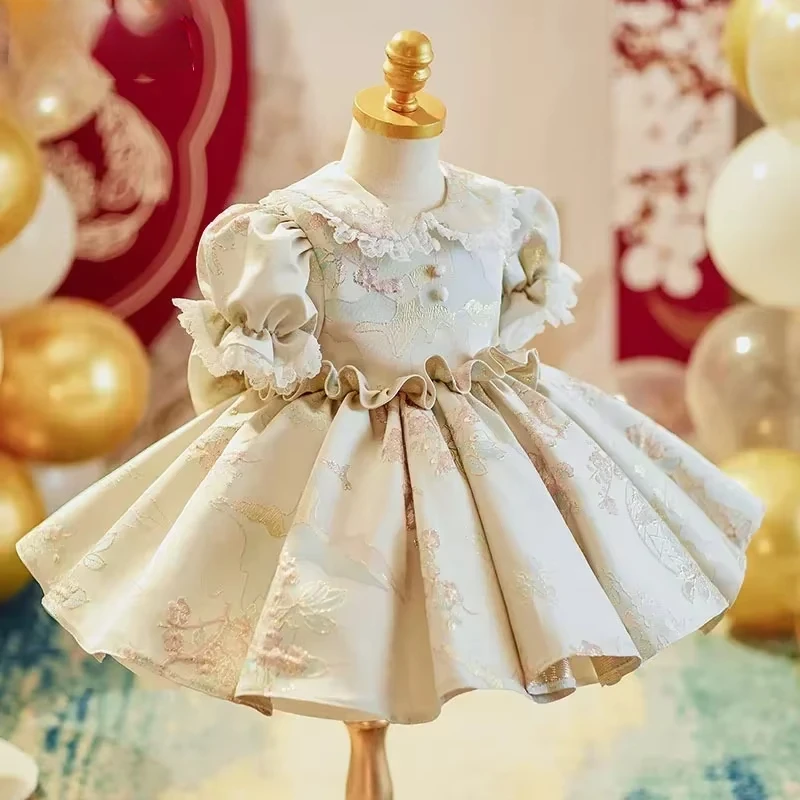 

2025 Gala Elegant DressKids Printed Ruched WithBridesmade Prom Formal ForChildren Pageant Dresses Vestido Baby Girls