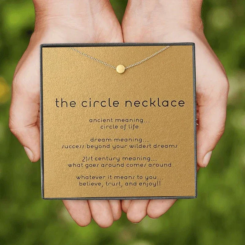 Circle Dot Peas Pendant Necklace Bridesmaid Hand Wish Card Gift Mum Gold Color Beans Alloy Clavicle Short Chain Simple Jewelry