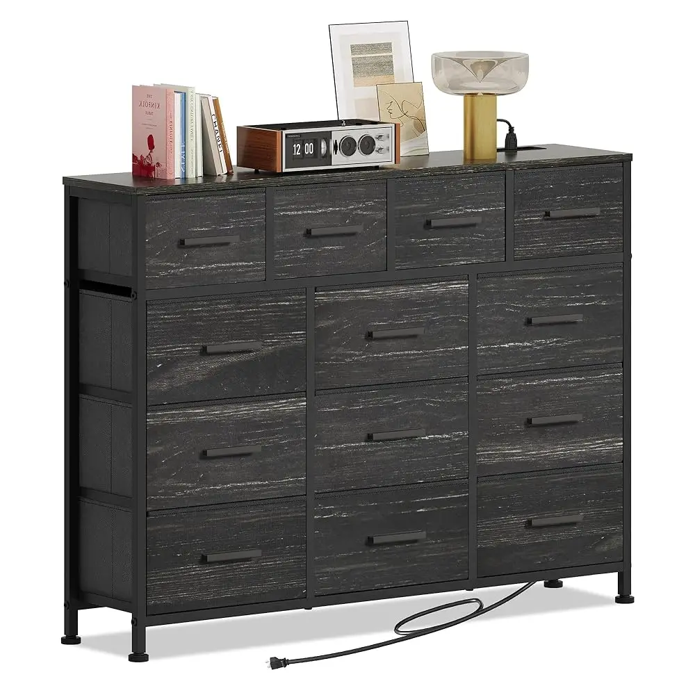

Dresser Tv Stand With 13 Drawers, Up To 60"" Dresser Tv Stand With Power Outlets, Bedroom Dresser, Chest Of Drawers For 60''