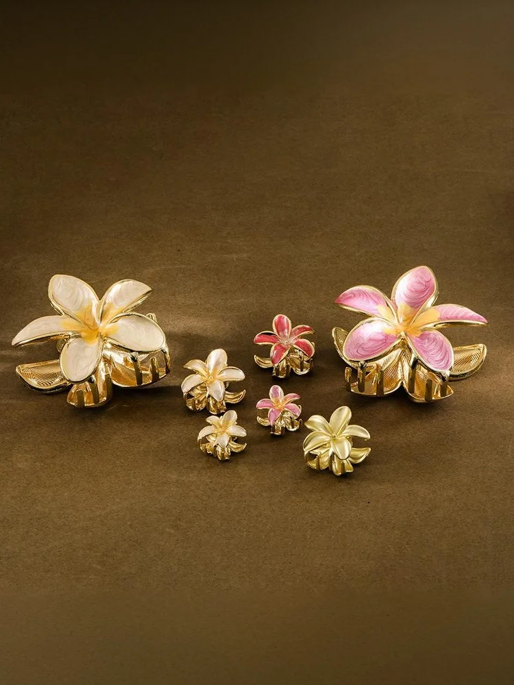 Pince à cheveux en alliage dégradé, goutte d'huile, fleur de lys, accessoire polyvalent pour l'été, plage, couvre-chef de vocation