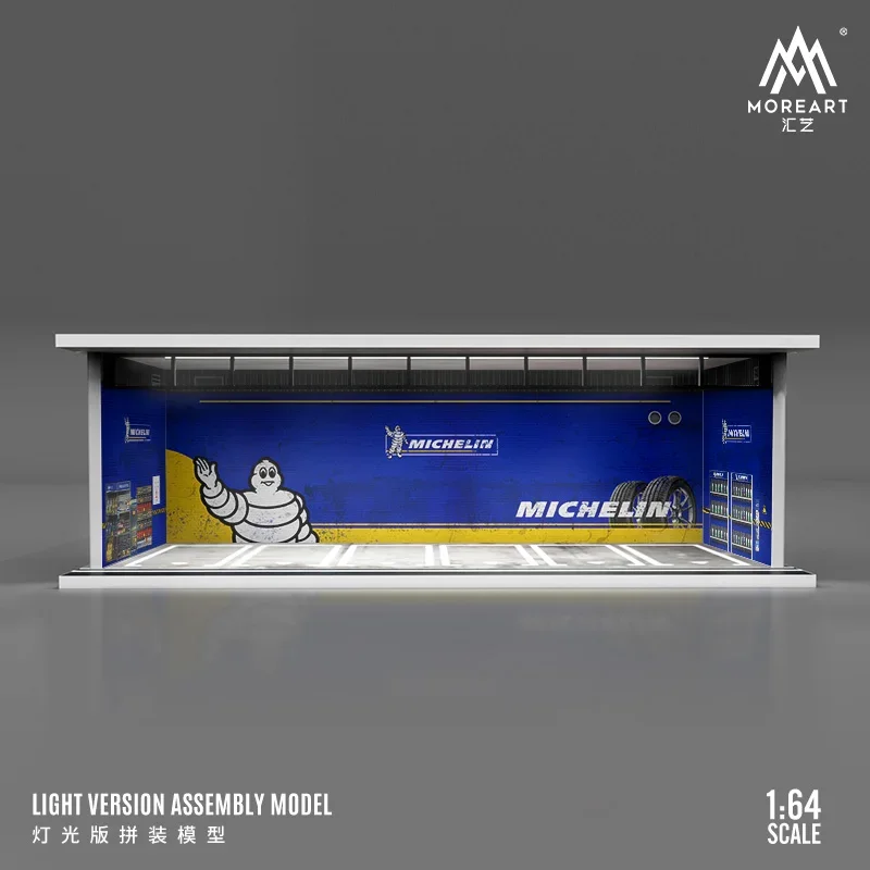 Moreart-Diorama LED照明ガレージ、USB電源モデル、カーステーションケース、1:64組み立て