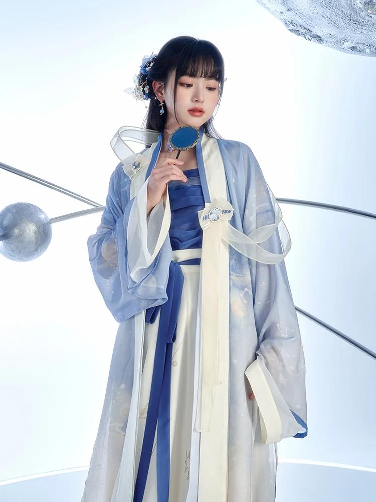 New Chinese Traditional Clothing For Women Adult Tang Dynasty Princess Costumes Classical Dance Dress Blue Hanfu Suit DQL6942