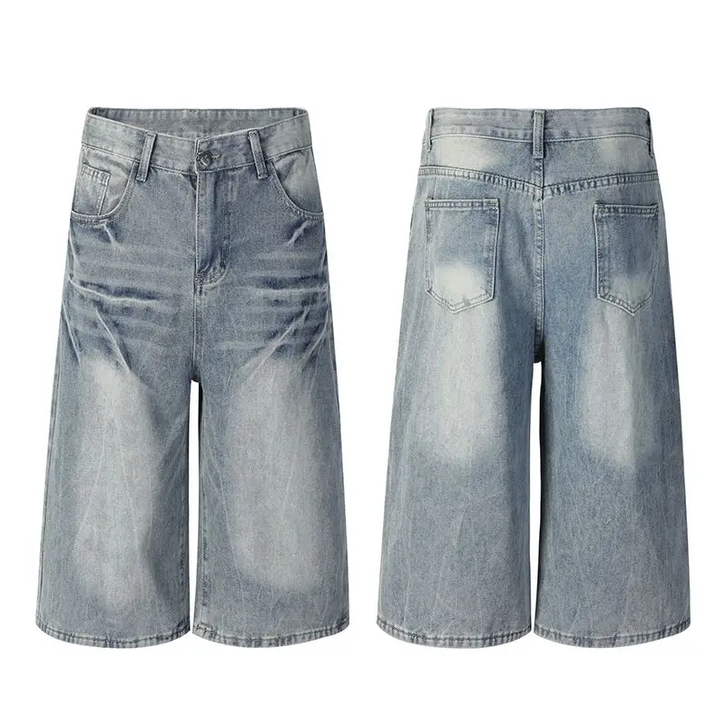 

High Waist Wide Leg Seven-Foot Blue Jeans Women's Summer New Style Slimming Small Size Versatile Mid-Length Casual Pants