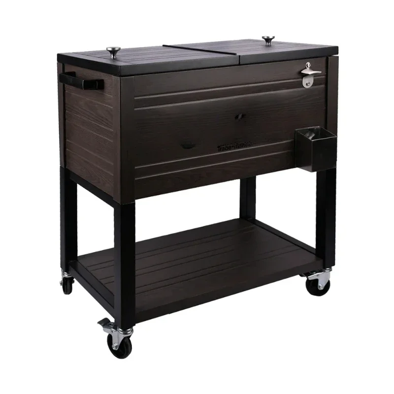 Picnic de la cerveza del refrigerador del carro de la caja del refrigerador de la alta calidad 60L del grano de madera